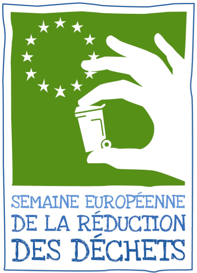 logo de la serd : sur fond vert la poubelle tient entre le pouce et l'index