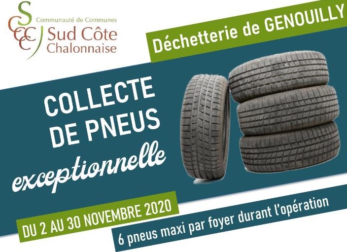 les particuliers peuvent exceptionnellement apporter 6 pneus déjantés à la déchetterie de Genouilly jusqu'au 30 novembre 2020